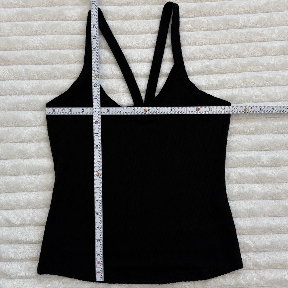 FREE PEOPLE Intimately Black Ribbed V-Neck Tank Top Strappy Back Size M - Picture 8 of 8